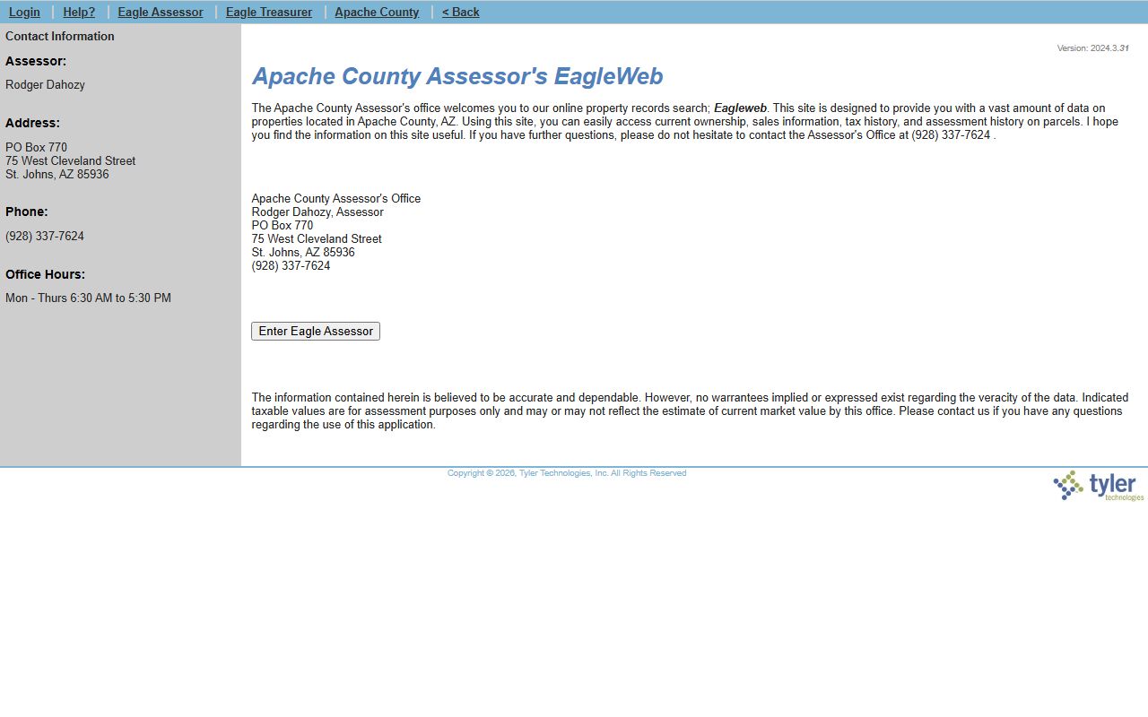 Apache County EagleWeb property search portal