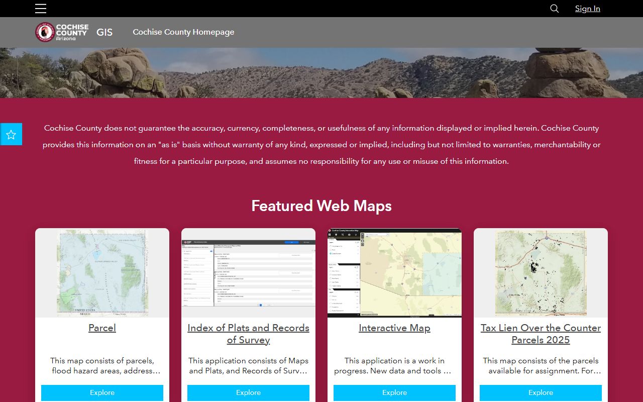 Cochise County GIS open data portal