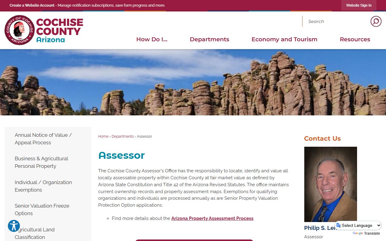 Cochise County Assessor main page