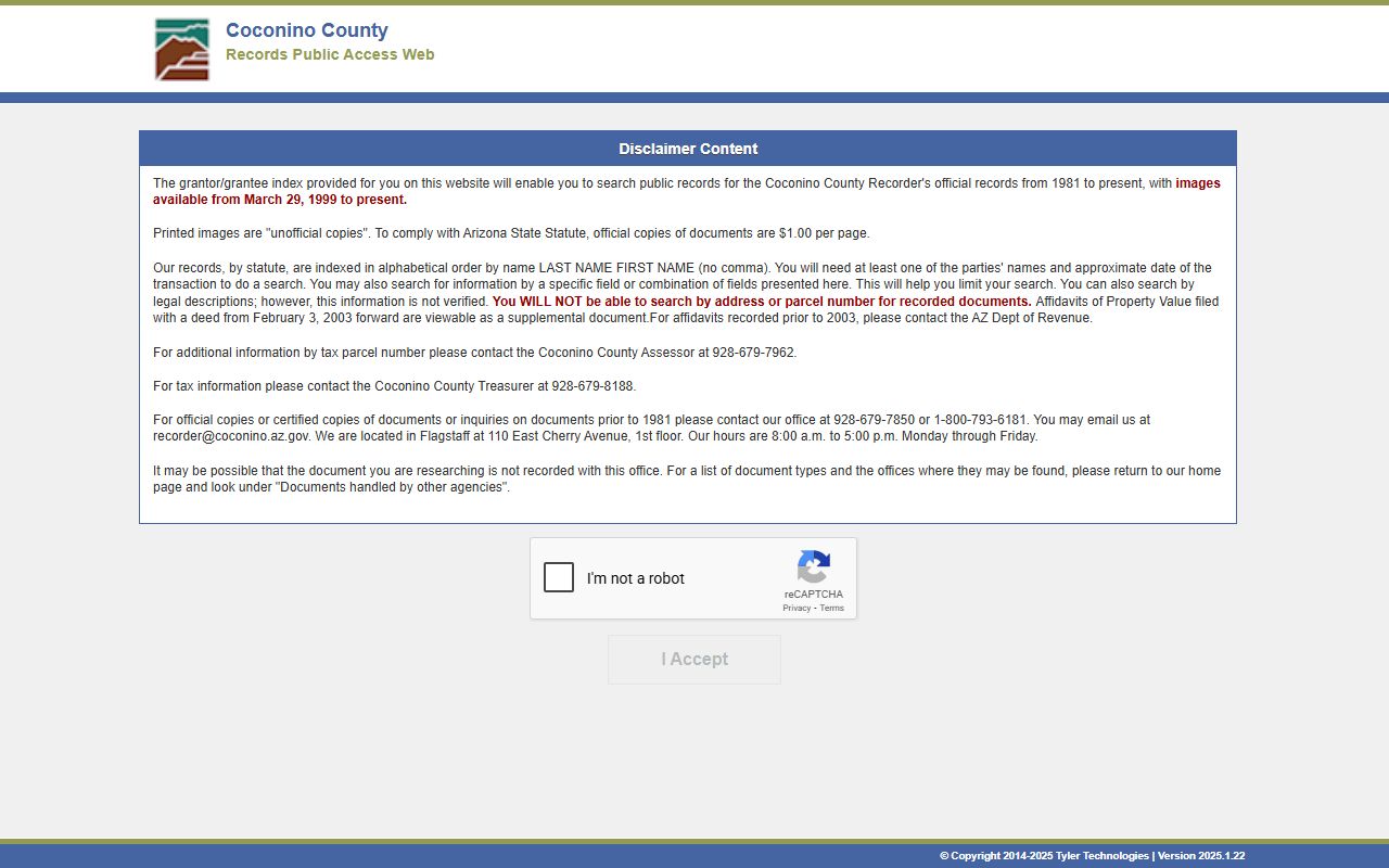 Coconino County document search portal for property records