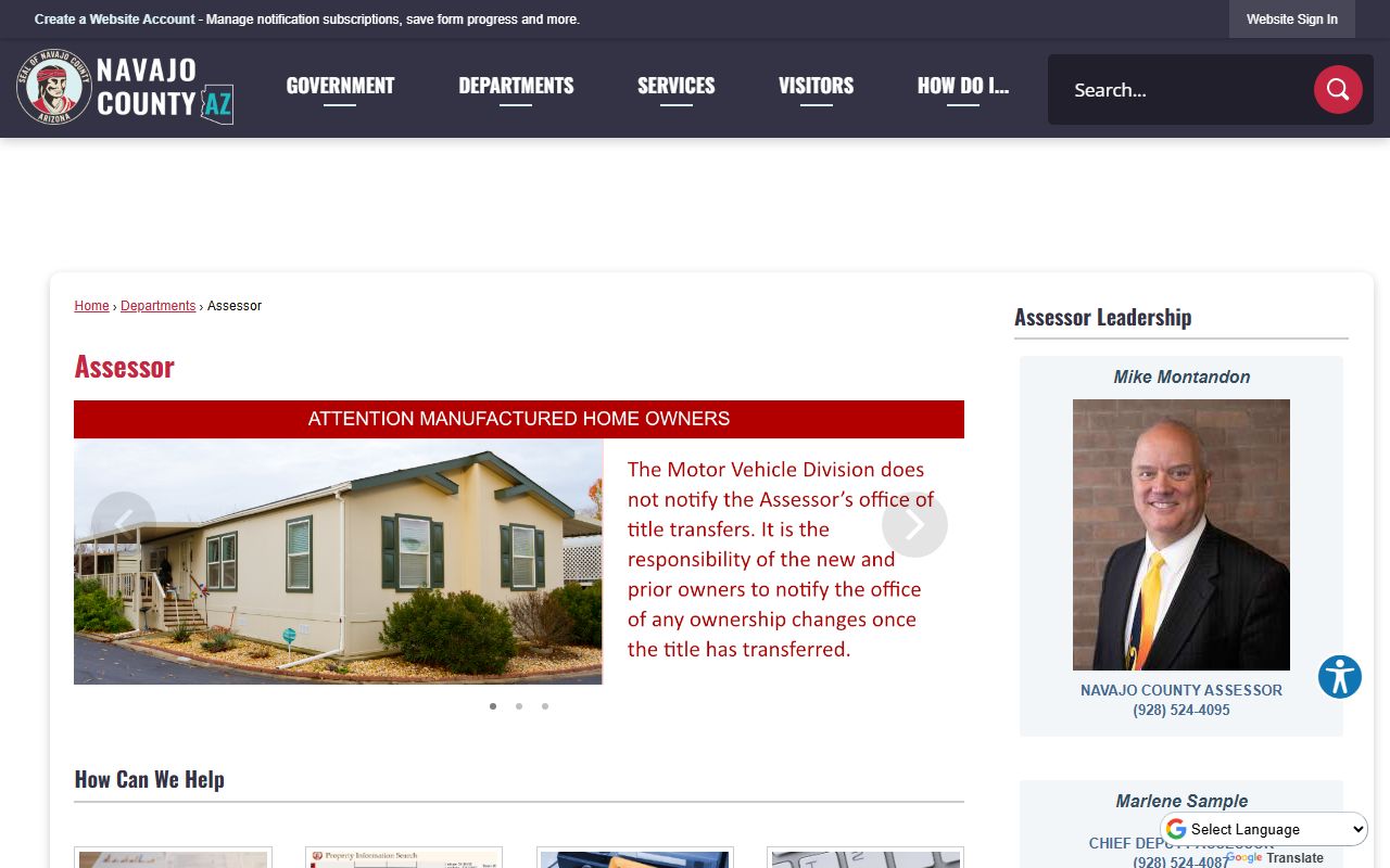 Navajo County Assessor main page