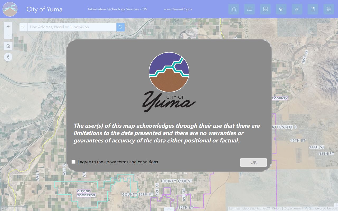 Yuma city GIS map for property records research
