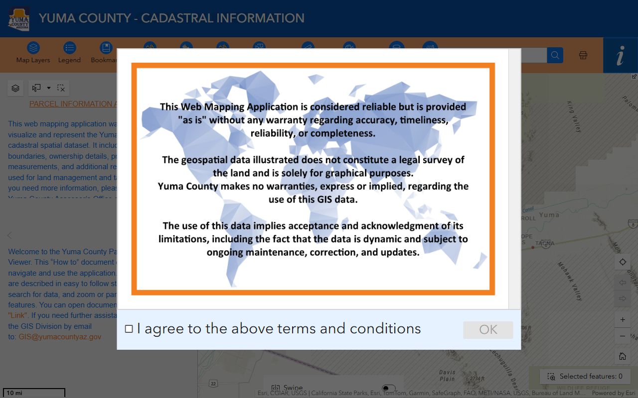Yuma County cadastral map for property records