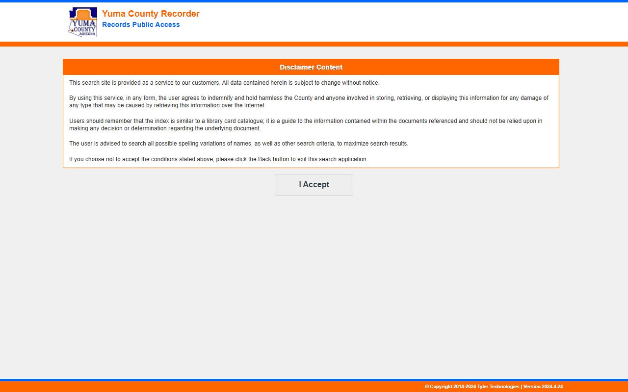 Yuma County document search database for property records