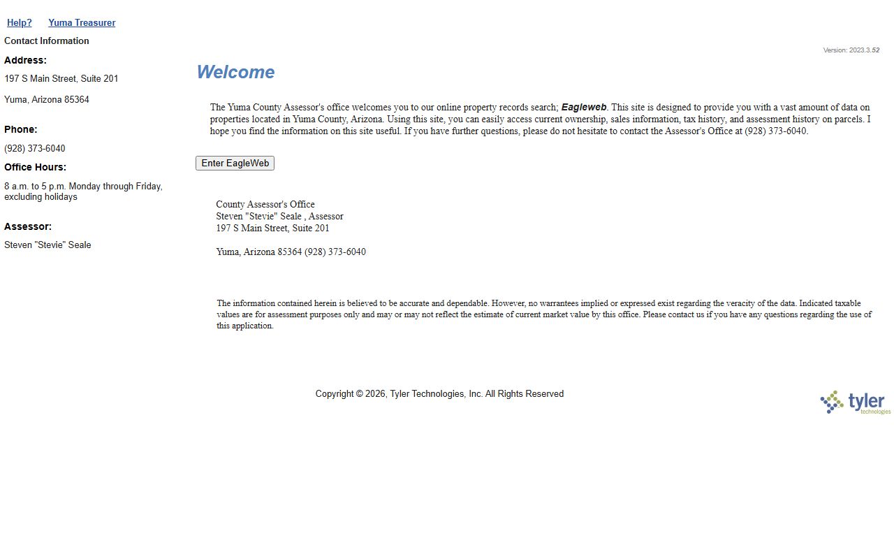 Yuma County property search database for assessor records